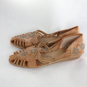 New RATIO Brazilian Leather Woven Strappy Sandals Sz 8 US Wmn